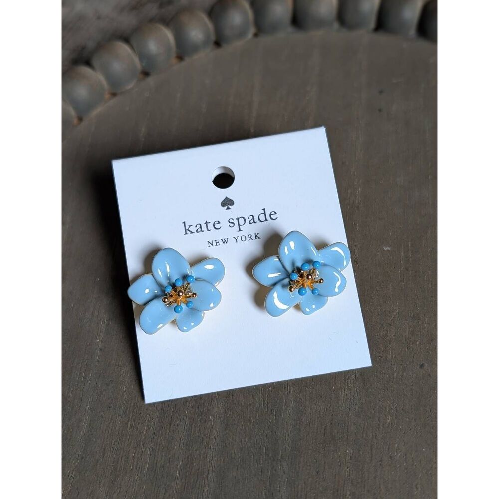 KATE SPADE NY Blue Enamel Orchid Stud Earrings
